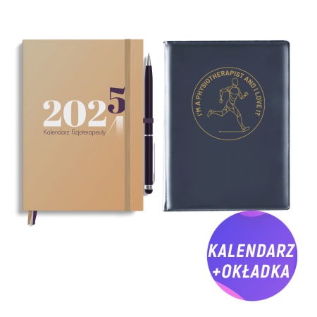 Pakiet: Kalendarz fizjoterapeuty 2025 + Granatowa dedykowana okładka