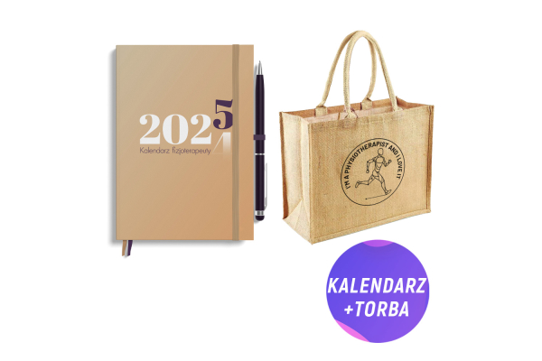 Pakiet: Kalendarz fizjoterapeuty 2025 + Torba jutowa (30x30 cm)