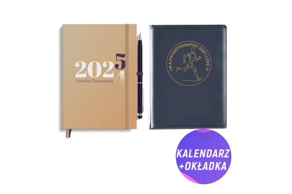 Pakiet: Kalendarz fizjoterapeuty 2025 + Granatowa dedykowana okładka