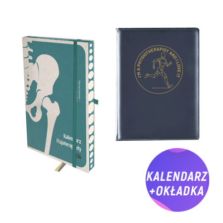 Pakiet: Kalendarz fizjoterapeuty 2026 + Granatowa dedykowana okładka