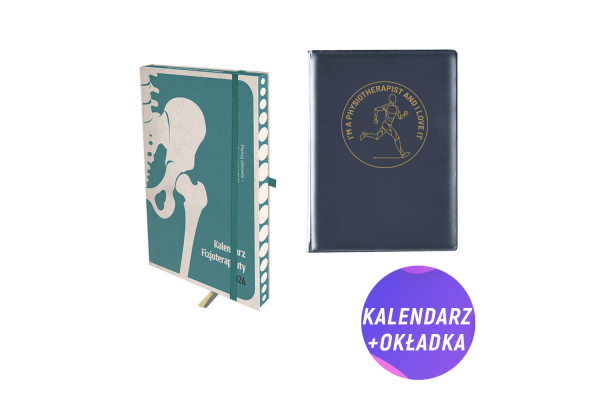 Pakiet: Kalendarz fizjoterapeuty 2026 + Granatowa dedykowana okładka