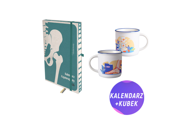Pakiet: Kalendarz fizjoterapeuty 2026 + Kubek emaliowany